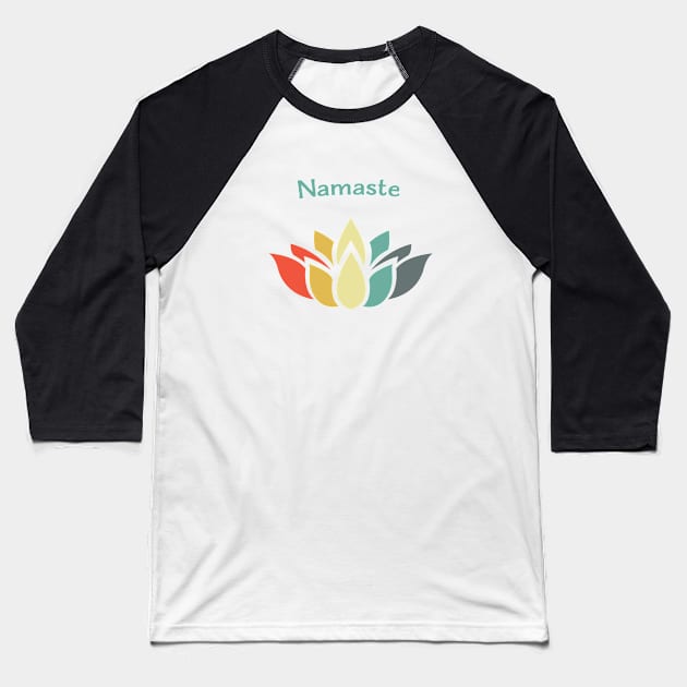 Namaste Multi-Color Lotus Blossom Retro Vintage Baseball T-Shirt by CoffeeandTeas